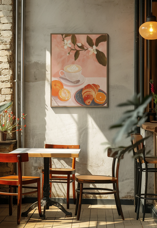 Poster romatisches Frühstück in Frankreich